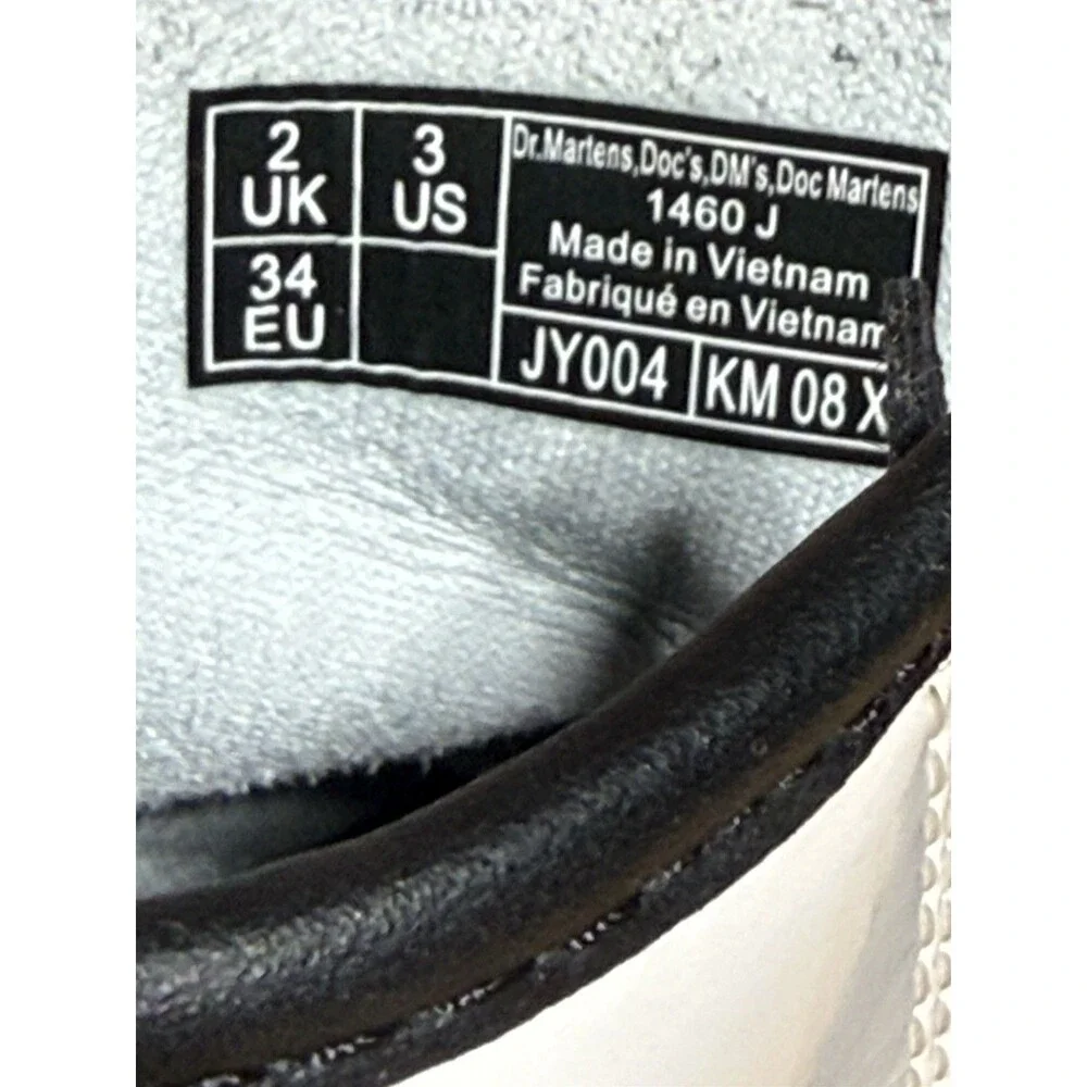 Dr Martens 1460 J White Patent Leather size Zip Boots 3 Y2K Emo Goth Prep